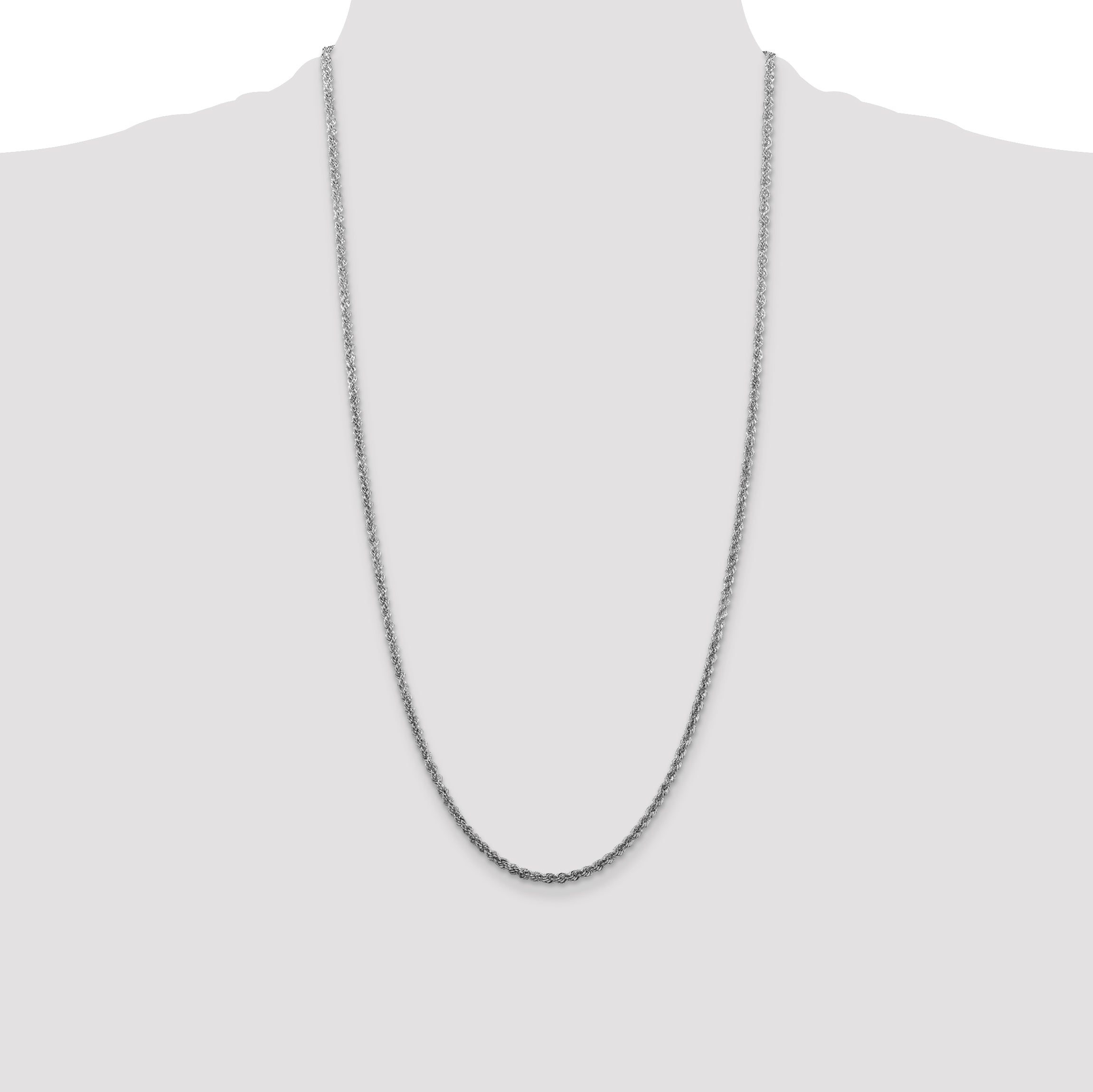 Sterling Silver Rhodium-plated 2.5mm Solid Rope Chain