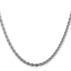 Sterling Silver Rhodium-plated 3mm Solid Rope Chain