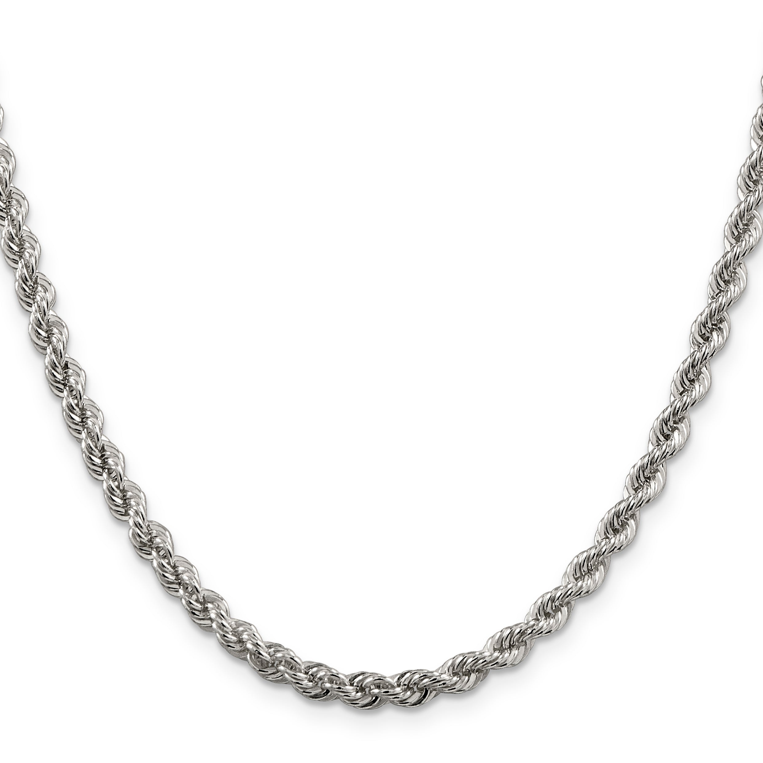 Sterling Silver 925 Rope Necklace with Polished Anti-Tarnish Finish