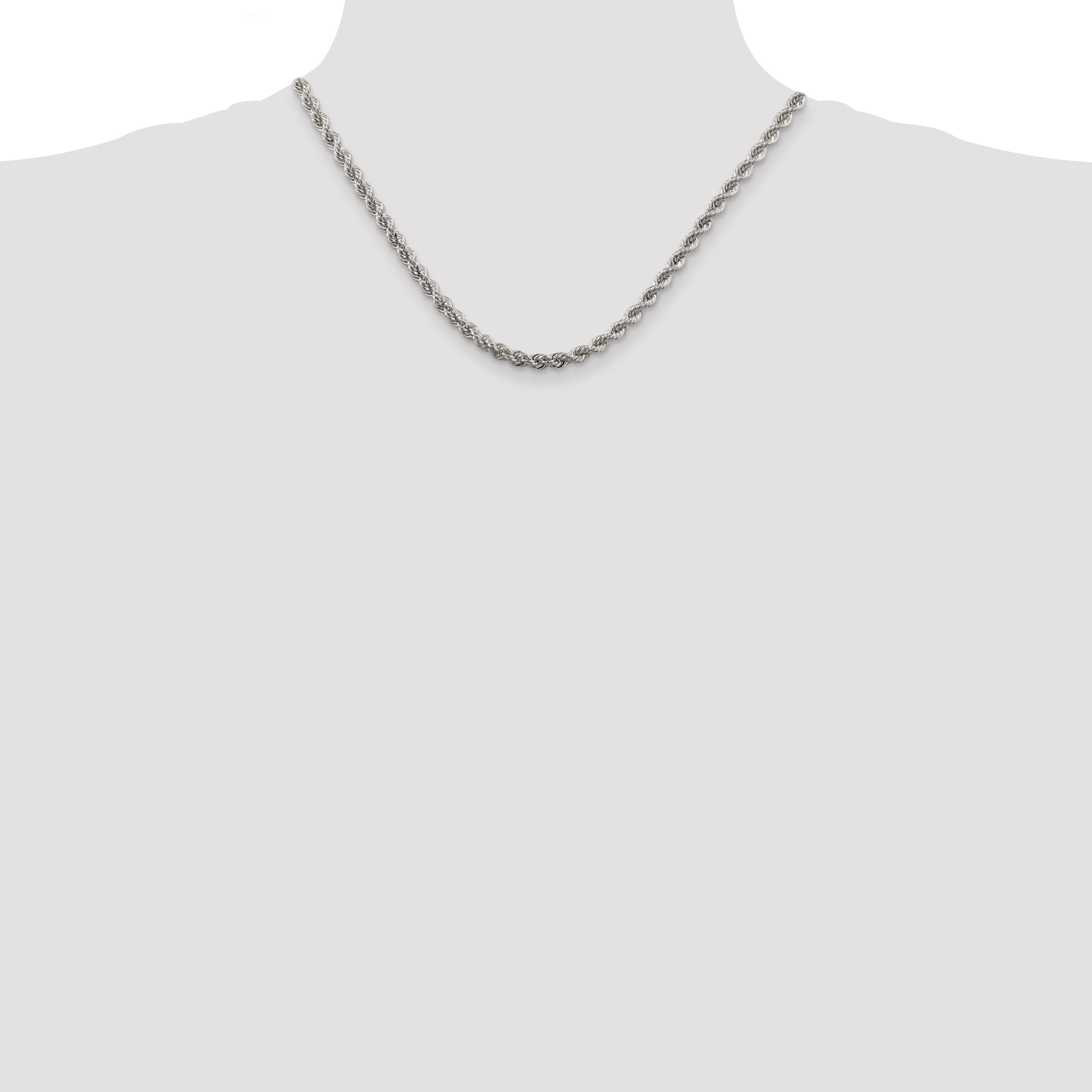 Sterling Silver 925 Rope Necklace with Polished Anti-Tarnish Finish