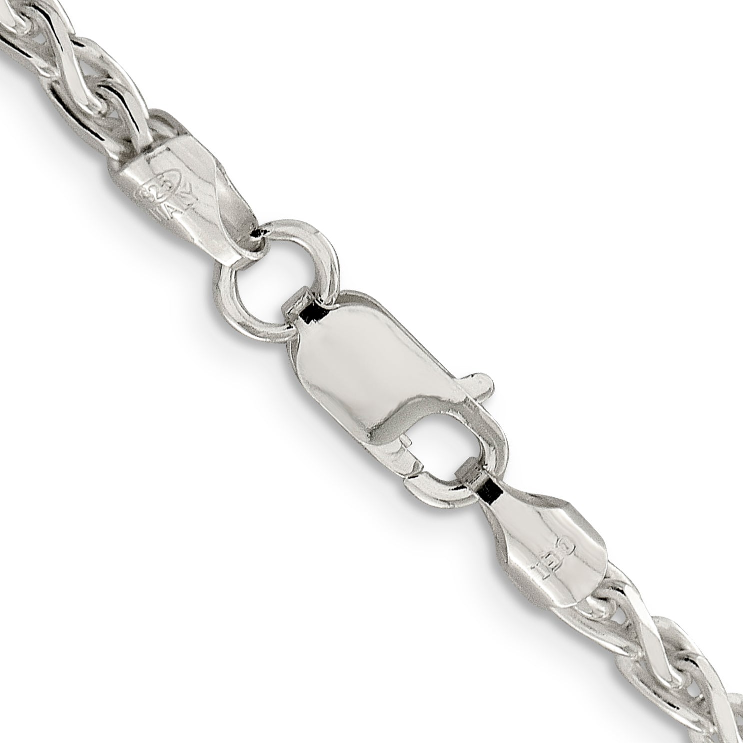 Sterling Silver 3.75mm Diamond-cut Spiga Chain