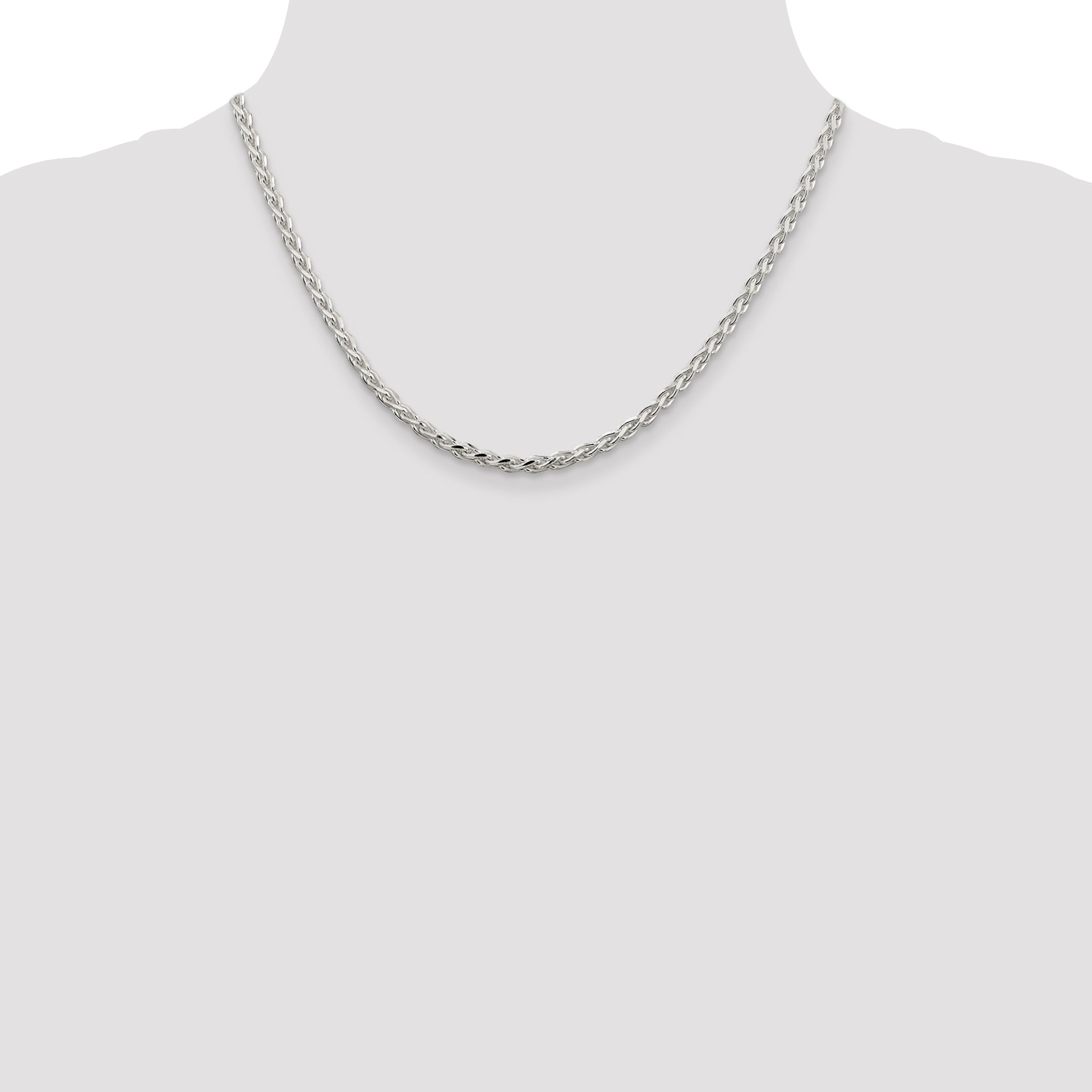 Sterling Silver 3.75mm Diamond-cut Spiga Chain