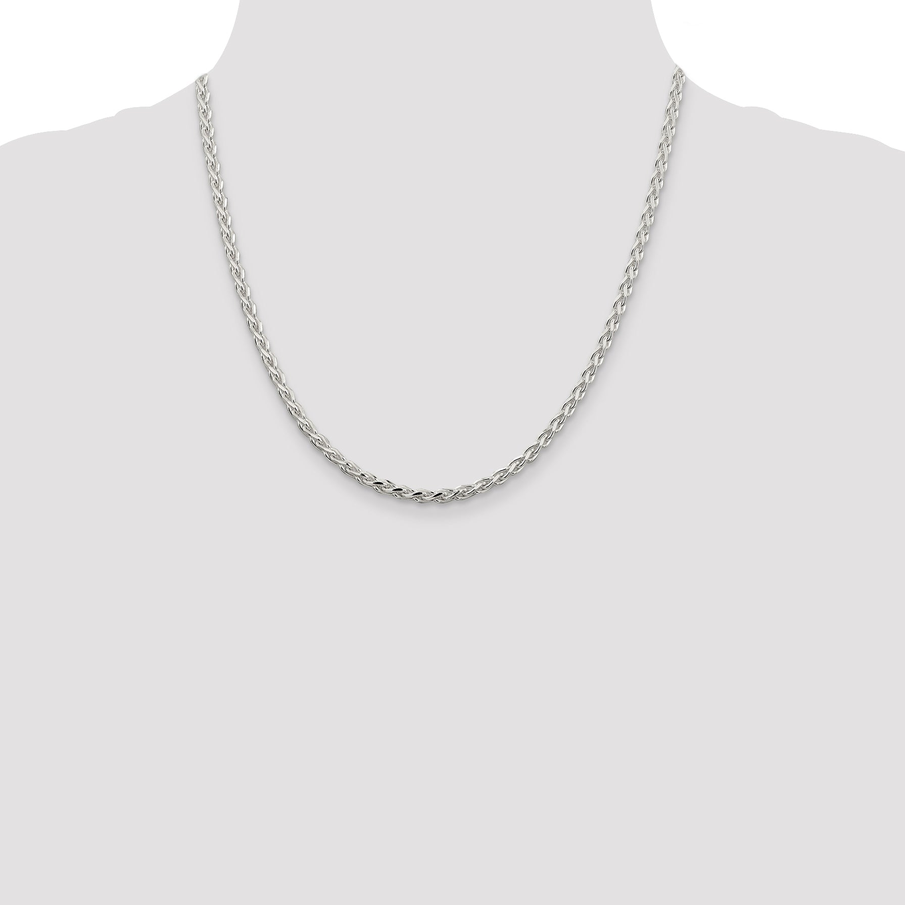 Sterling Silver 3.75mm Diamond-cut Spiga Chain