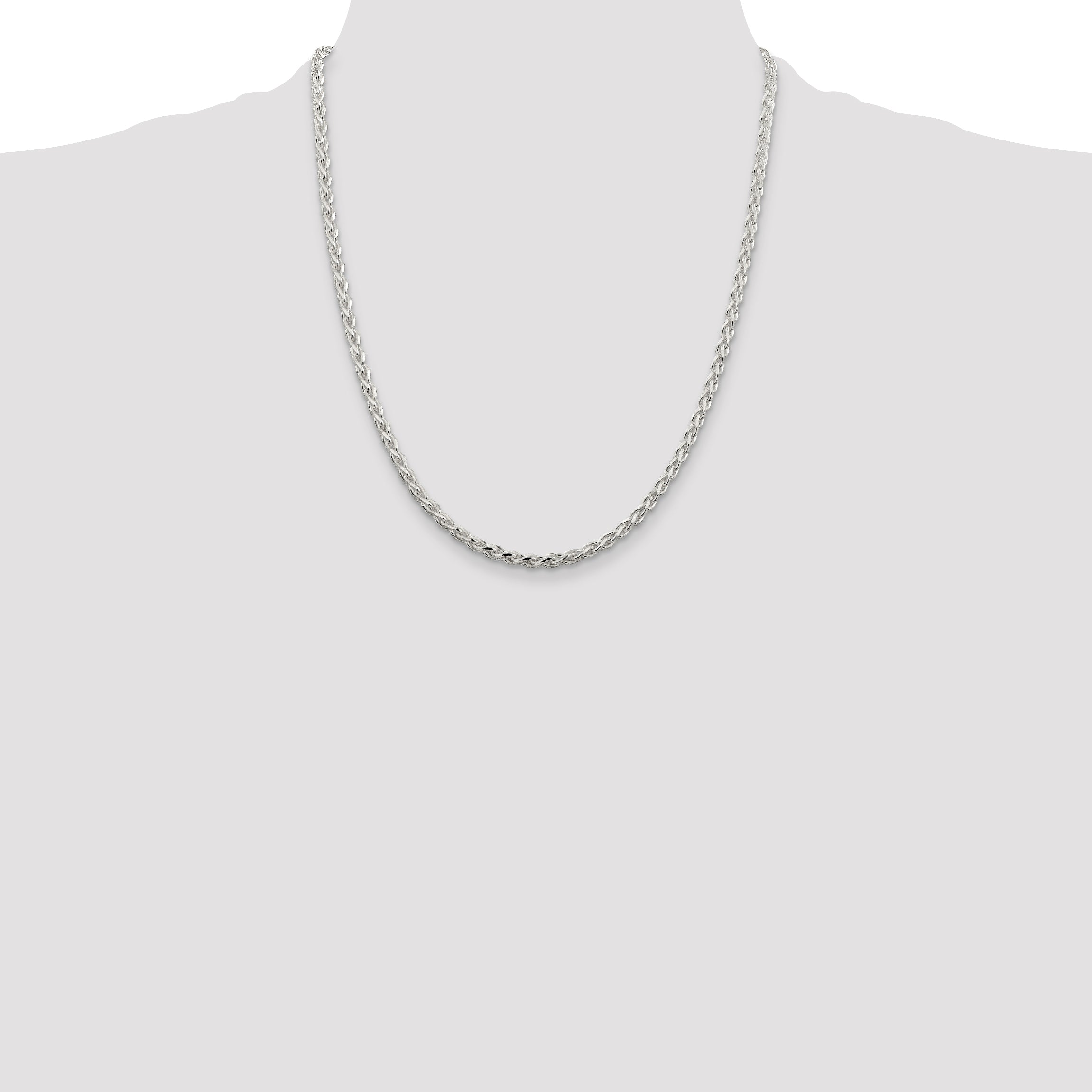 Sterling Silver 3.75mm Diamond-cut Spiga Chain