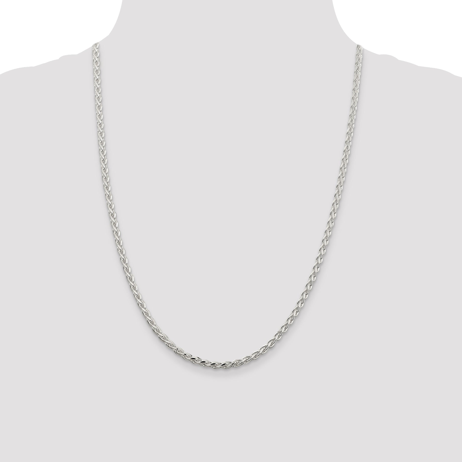 Sterling Silver 3.75mm Diamond-cut Spiga Chain