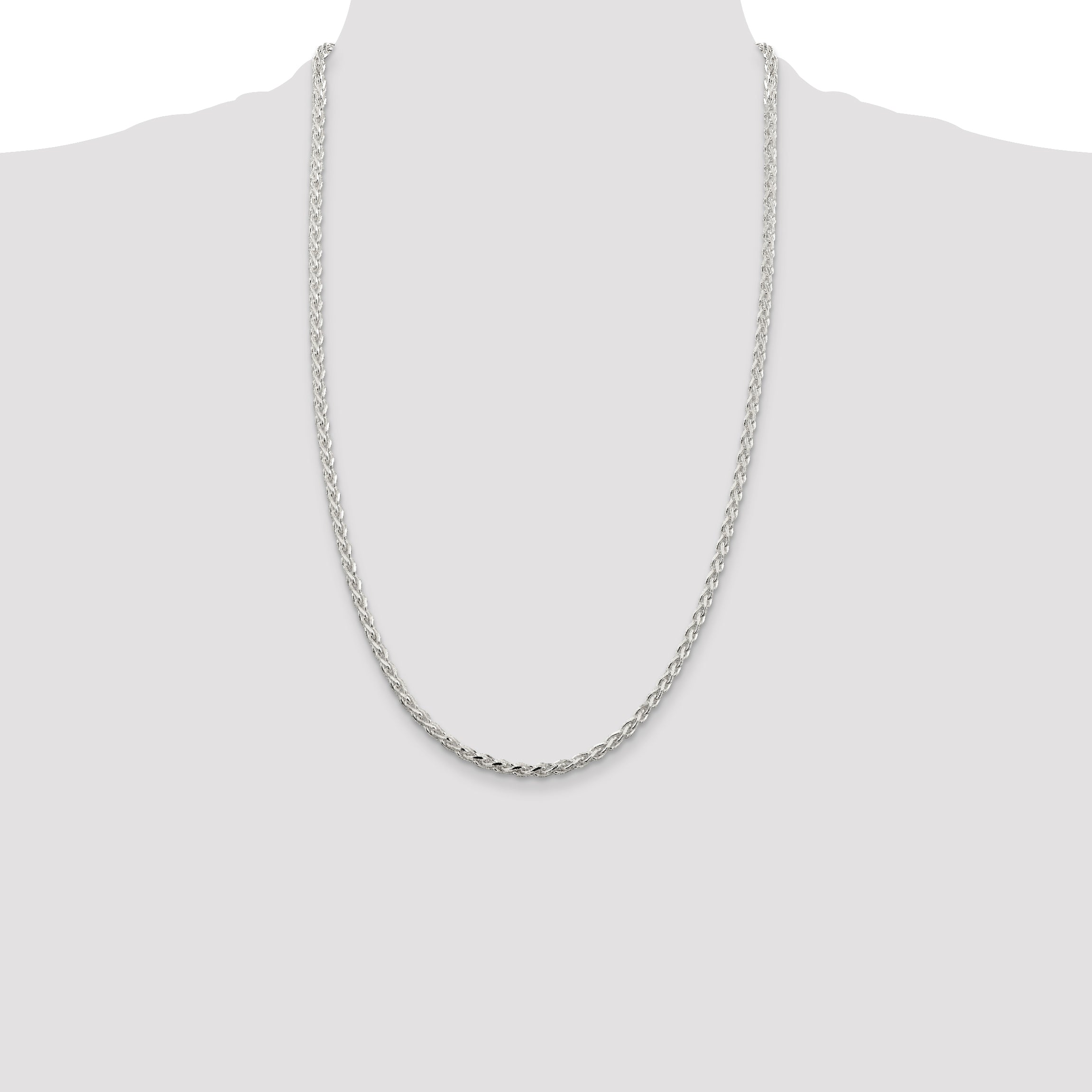 Sterling Silver 3.75mm Diamond-cut Spiga Chain