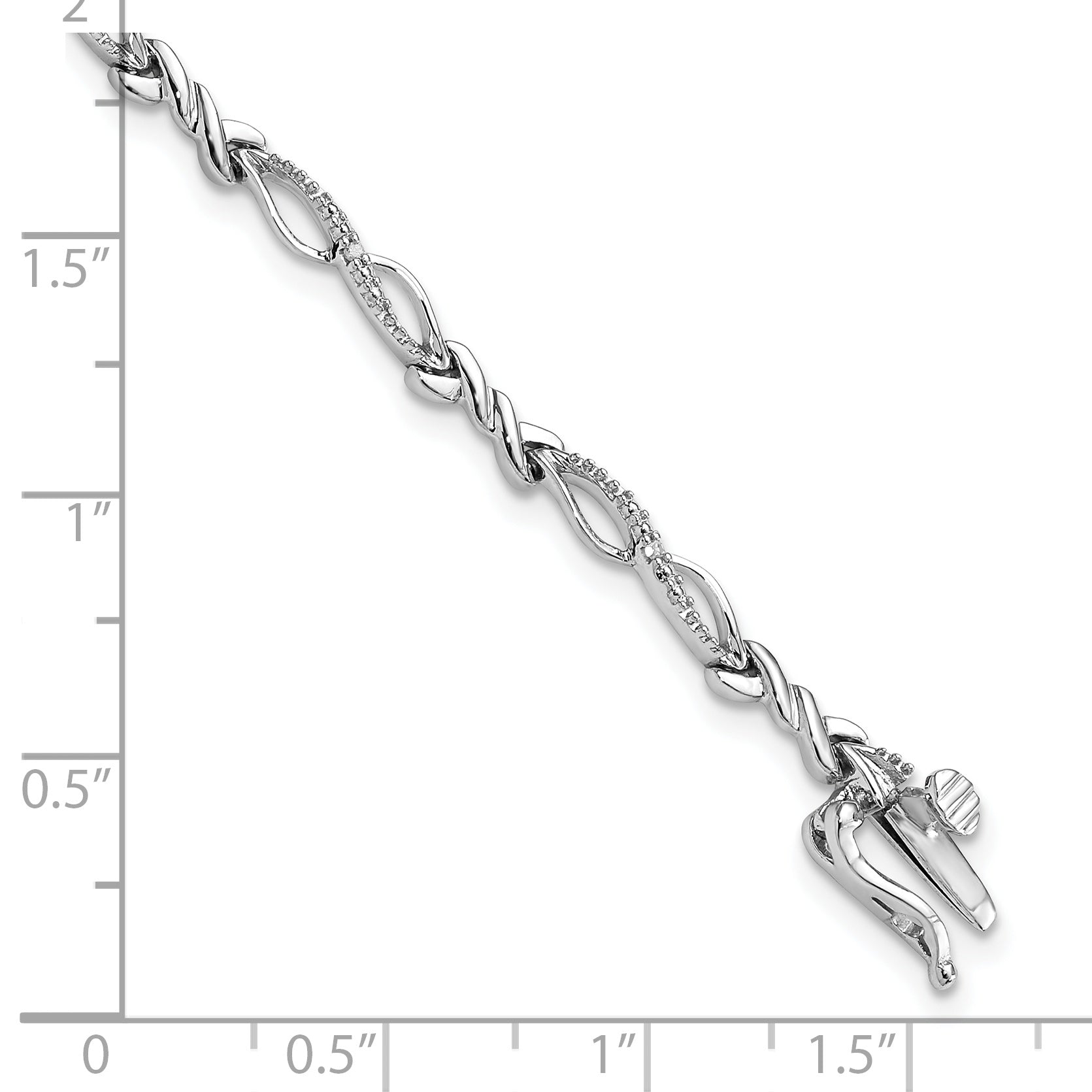 Sterling Silver Diamond Bracelet with Rhodium Elegance 7-Inch Polished Finish