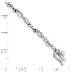 Sterling Silver Diamond Bracelet with Rhodium Elegance 7-Inch Polished Finish