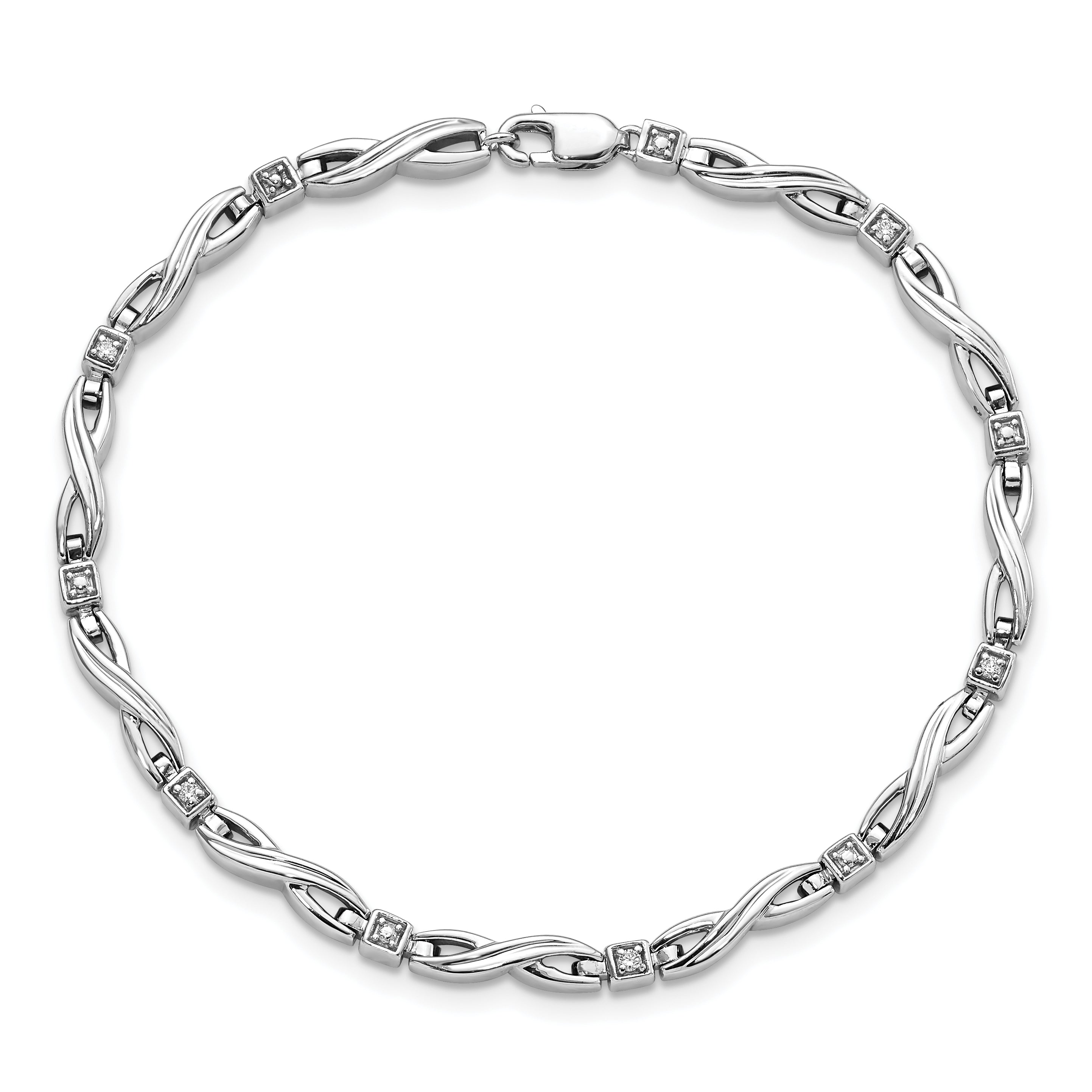 Sterling Silver Rhodium-plated Diam. Bracelet