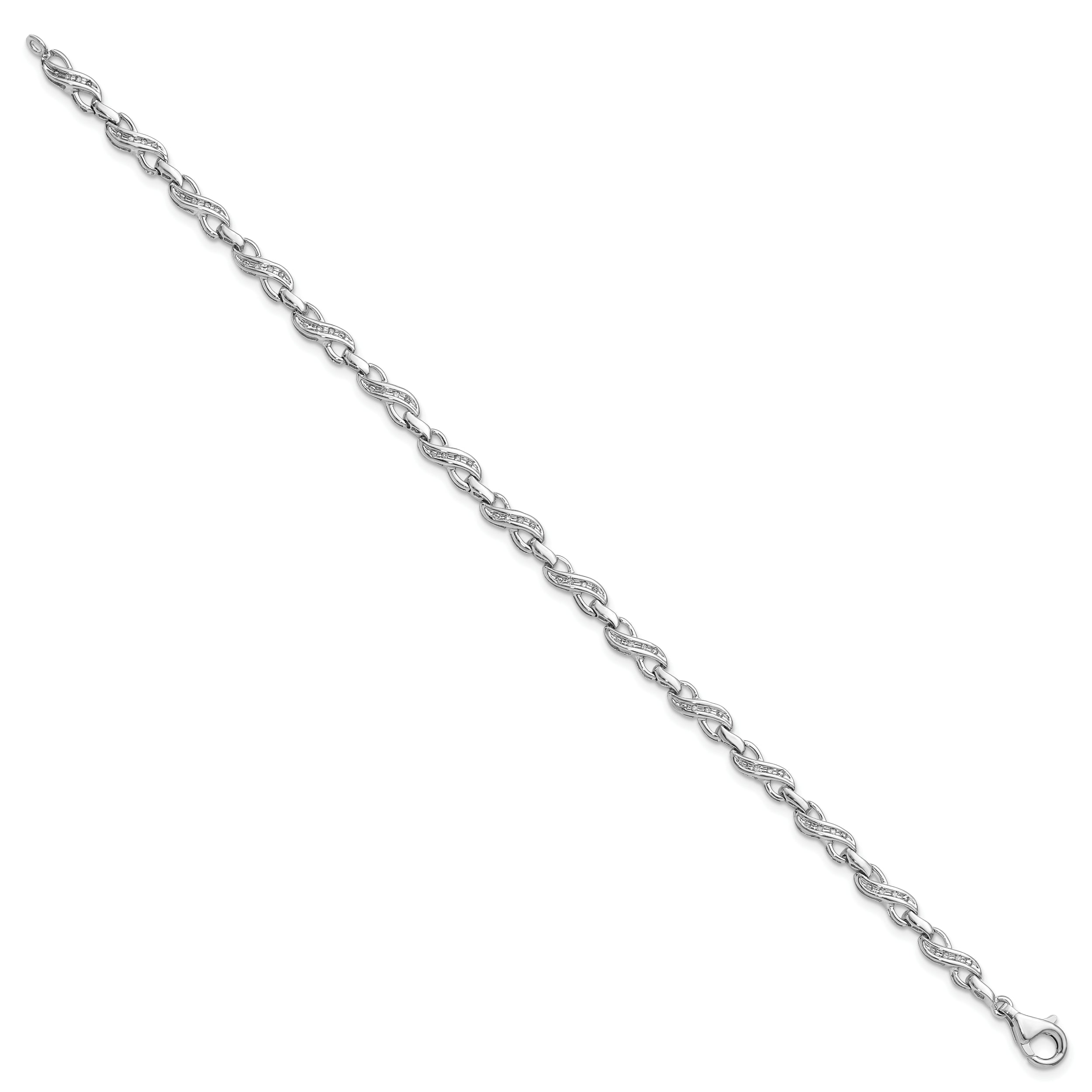 Sterling Silver Diamond Infinity Bracelet with Rhodium Polish