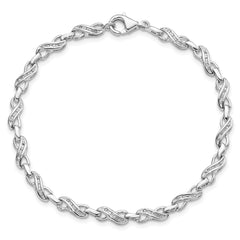 Sterling Silver Diamond Infinity Bracelet with Rhodium Polish