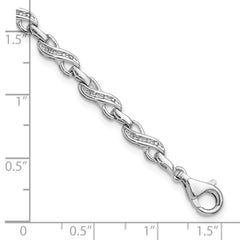 Sterling Silver Diamond Infinity Bracelet with Rhodium Polish