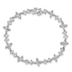 Sterling Silver Rhodium-plated Diamon Butterfly & Bows Bracelet