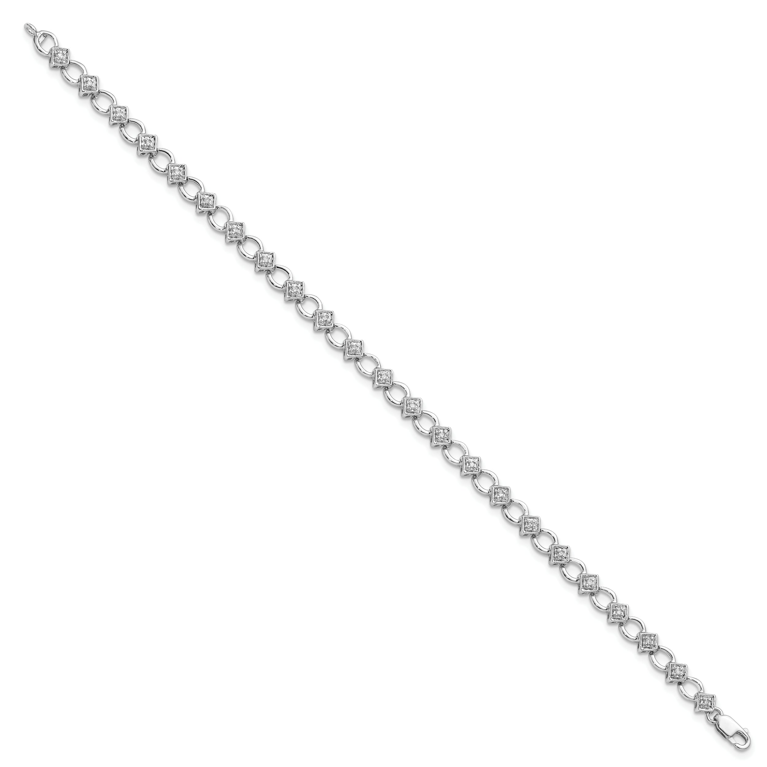 Sterling Silver Rhodium-plated Diam. Bracelet