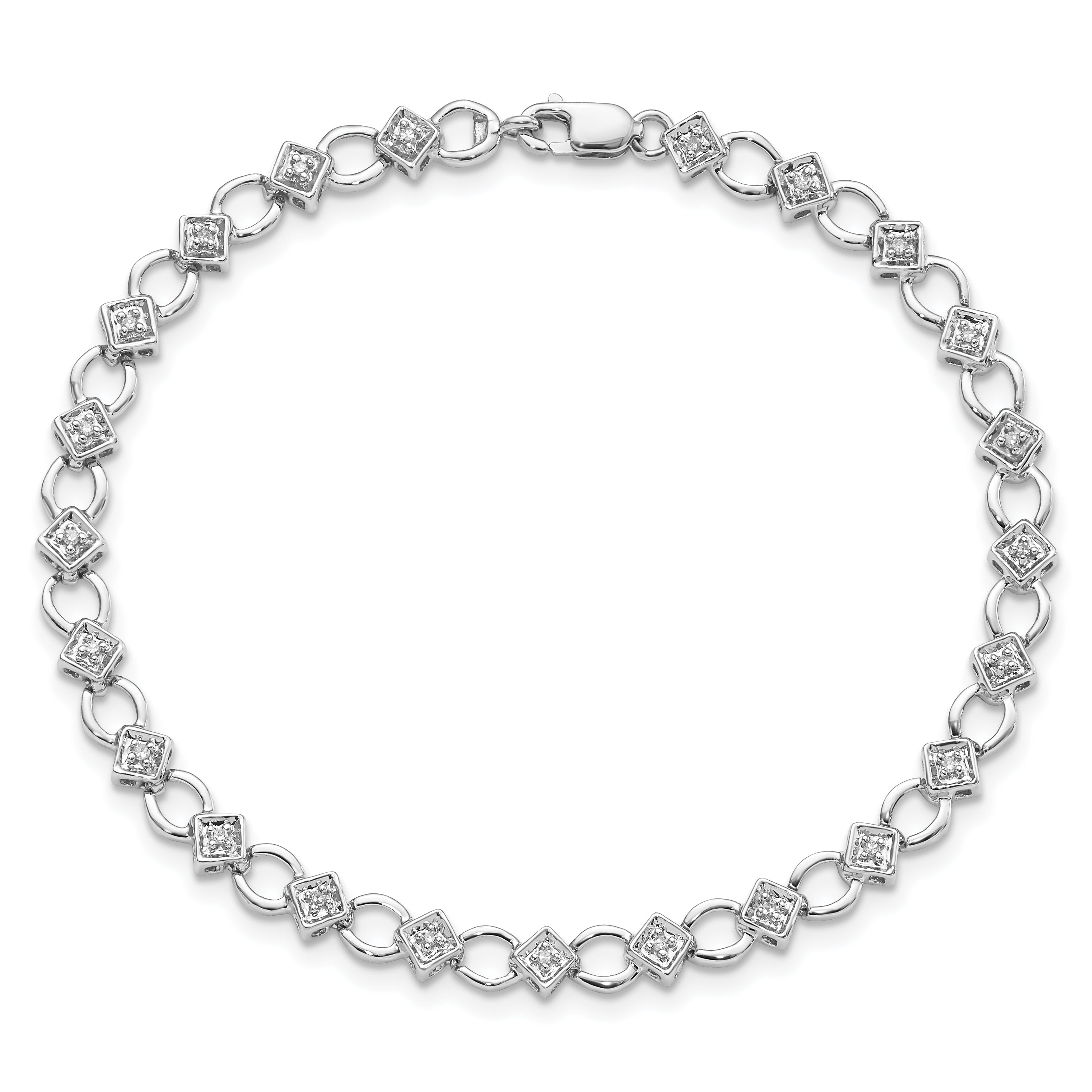 Sterling Silver Rhodium-plated Diam. Bracelet