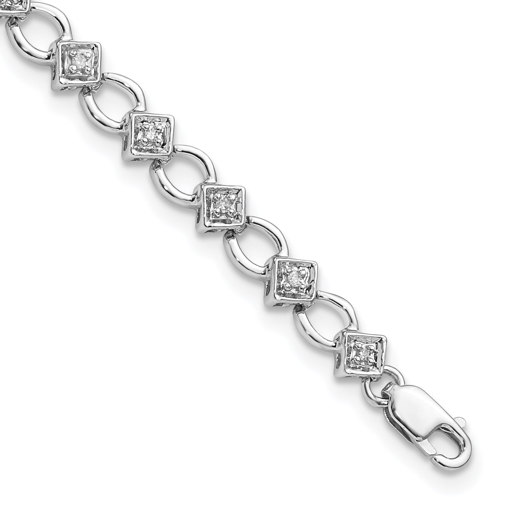 Sterling Silver Rhodium-plated Diam. Bracelet