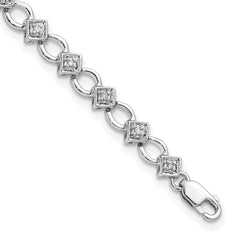 Sterling Silver Rhodium-plated Diam. Bracelet