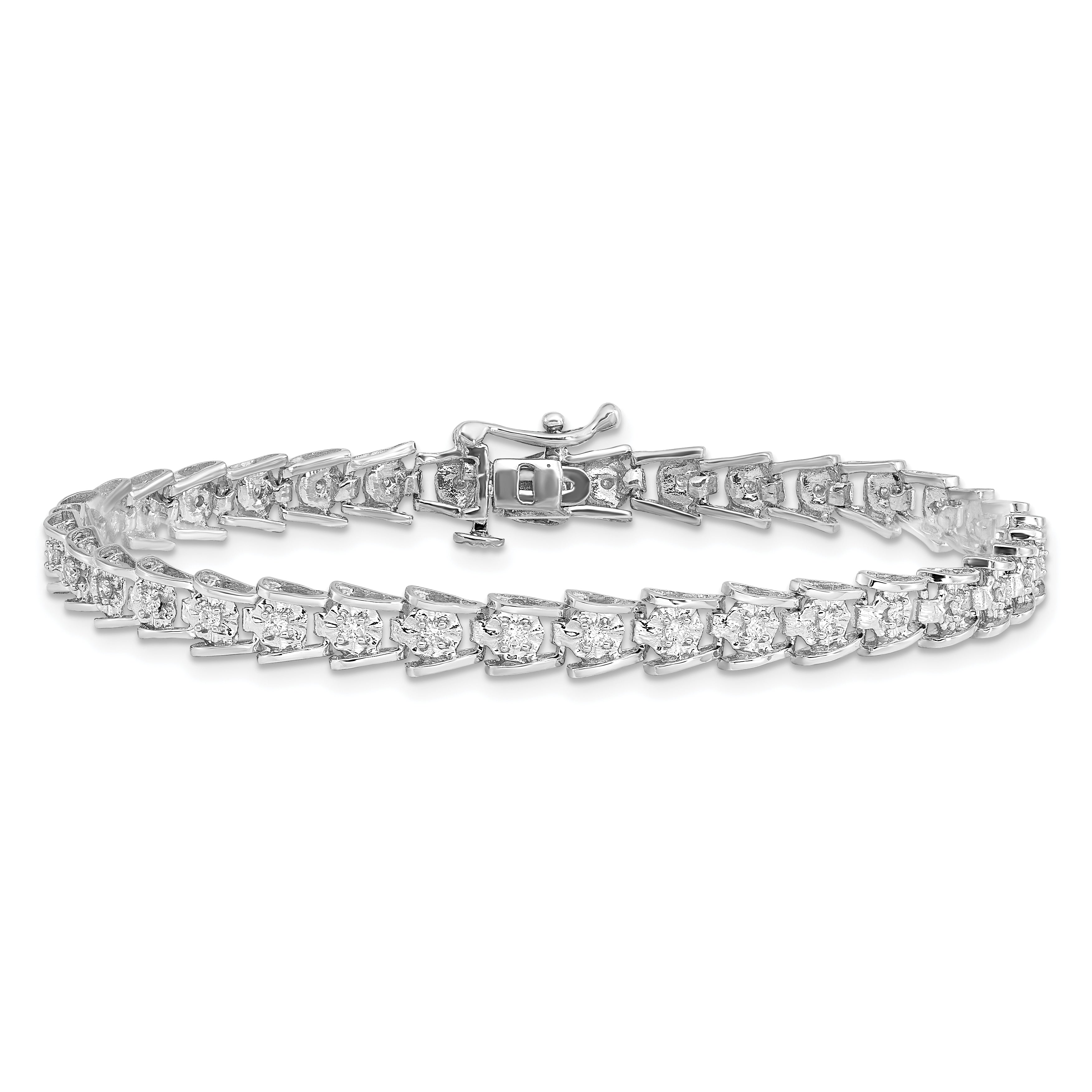 Sterling Silver Rhodium-plated Diam. Bracelet