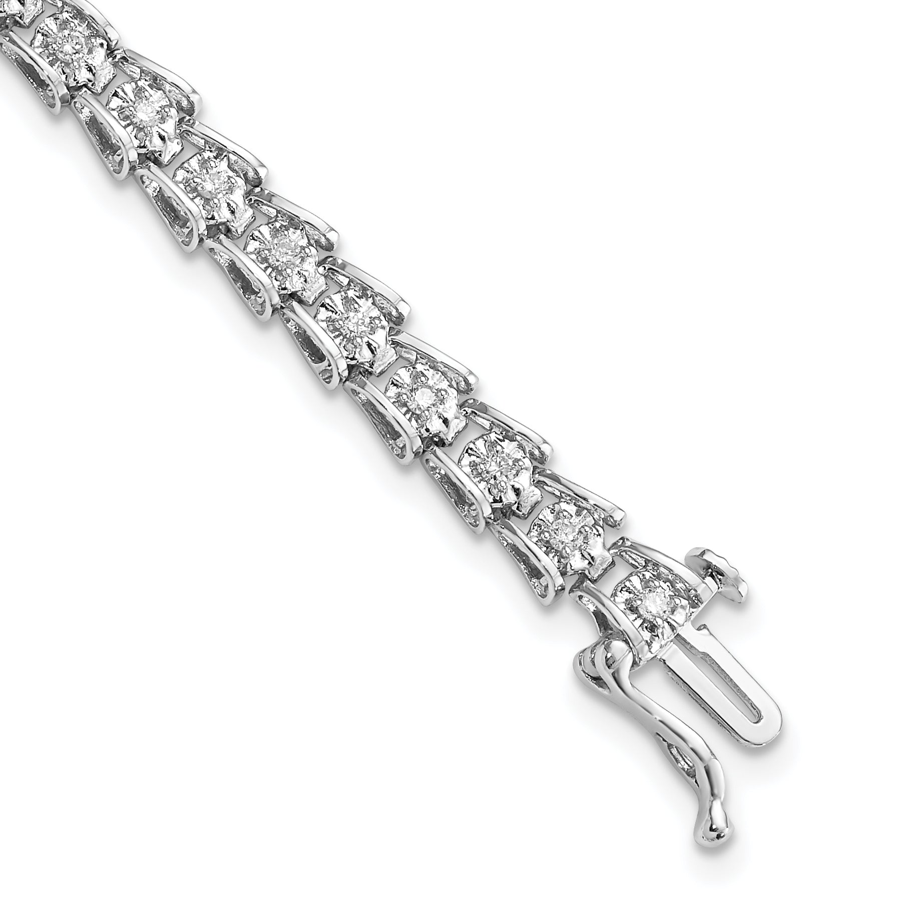 Sterling Silver Rhodium-plated Diam. Bracelet