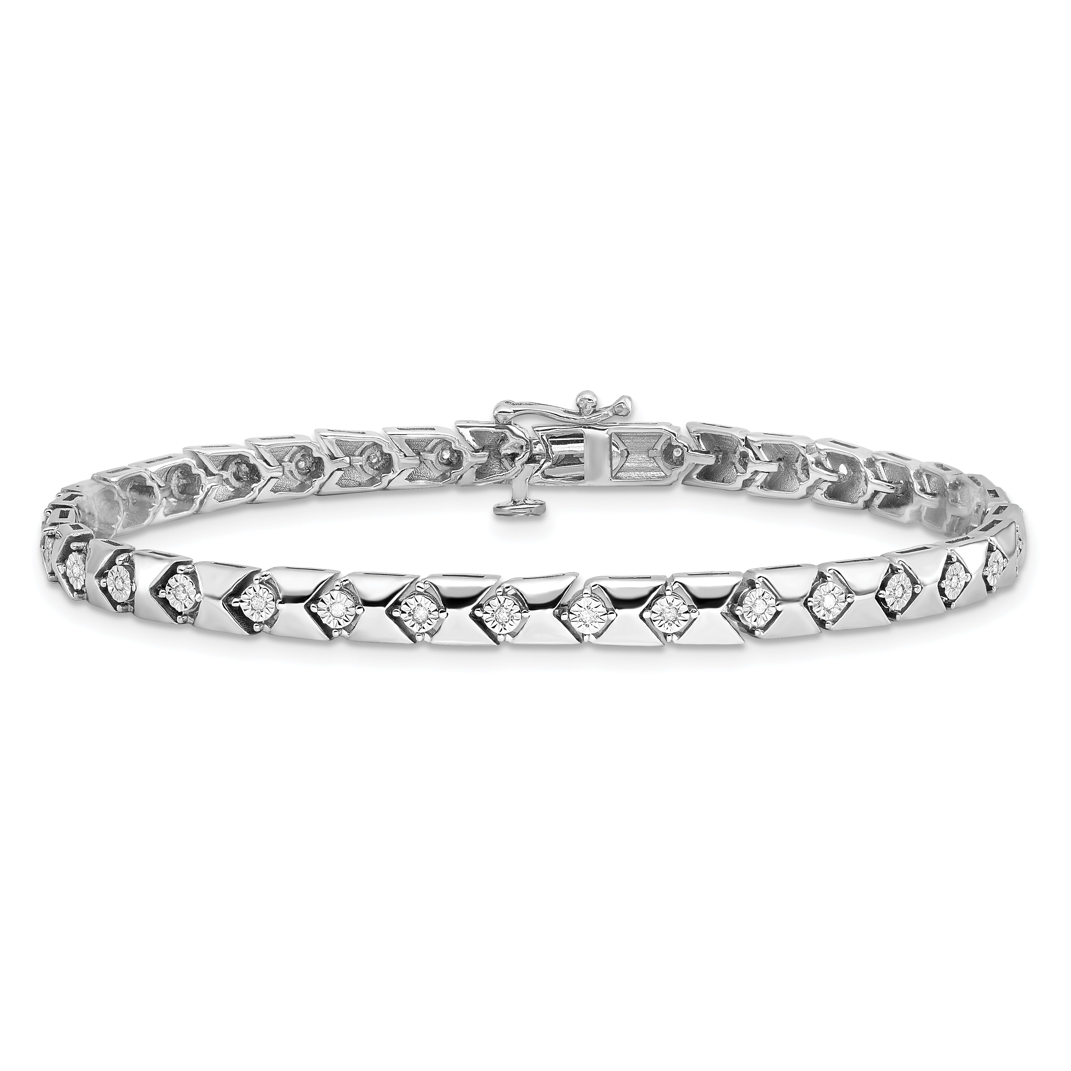 Sterling Silver Rhodium Plated Diamond Bracelet