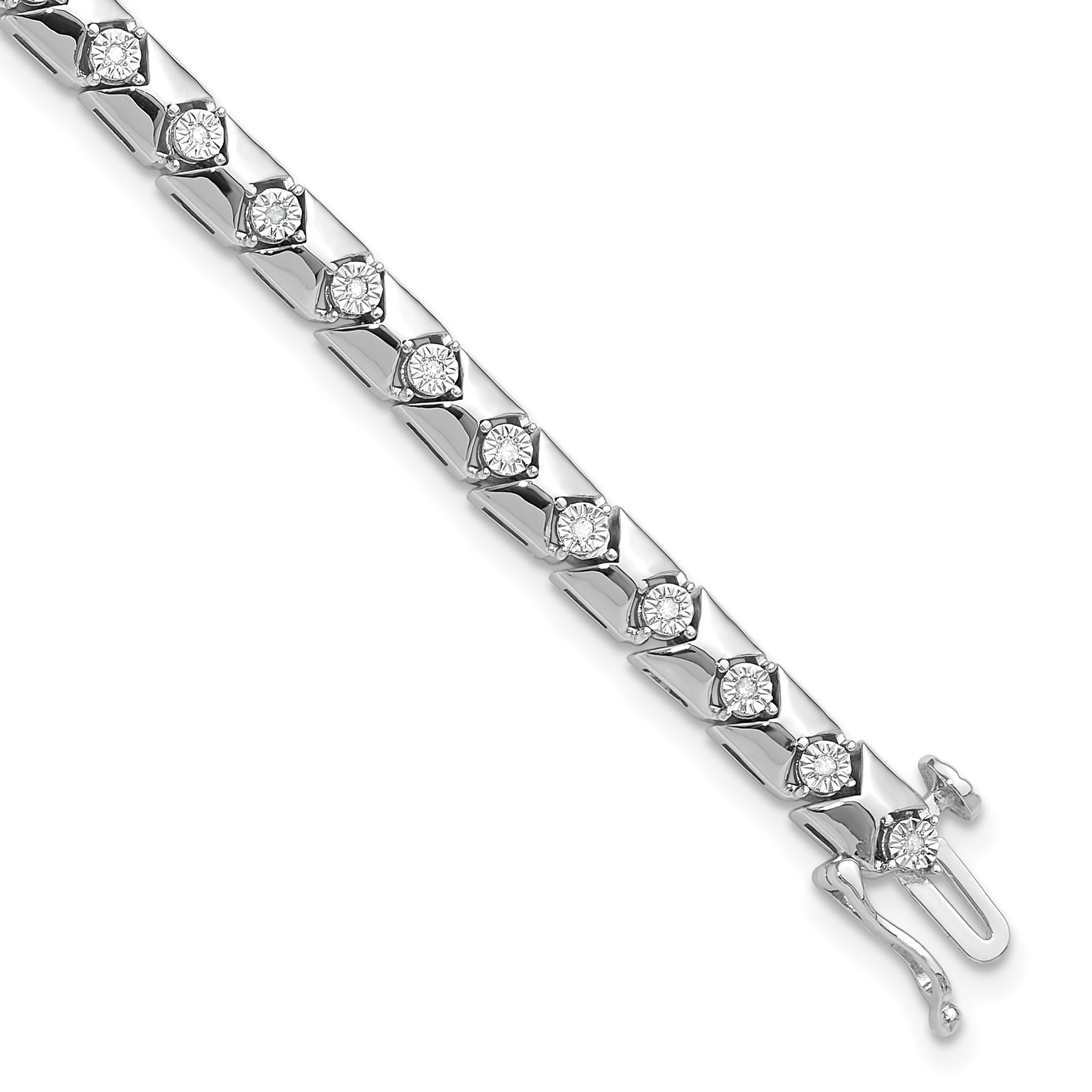 Sterling Silver Rhodium Plated Diamond Bracelet