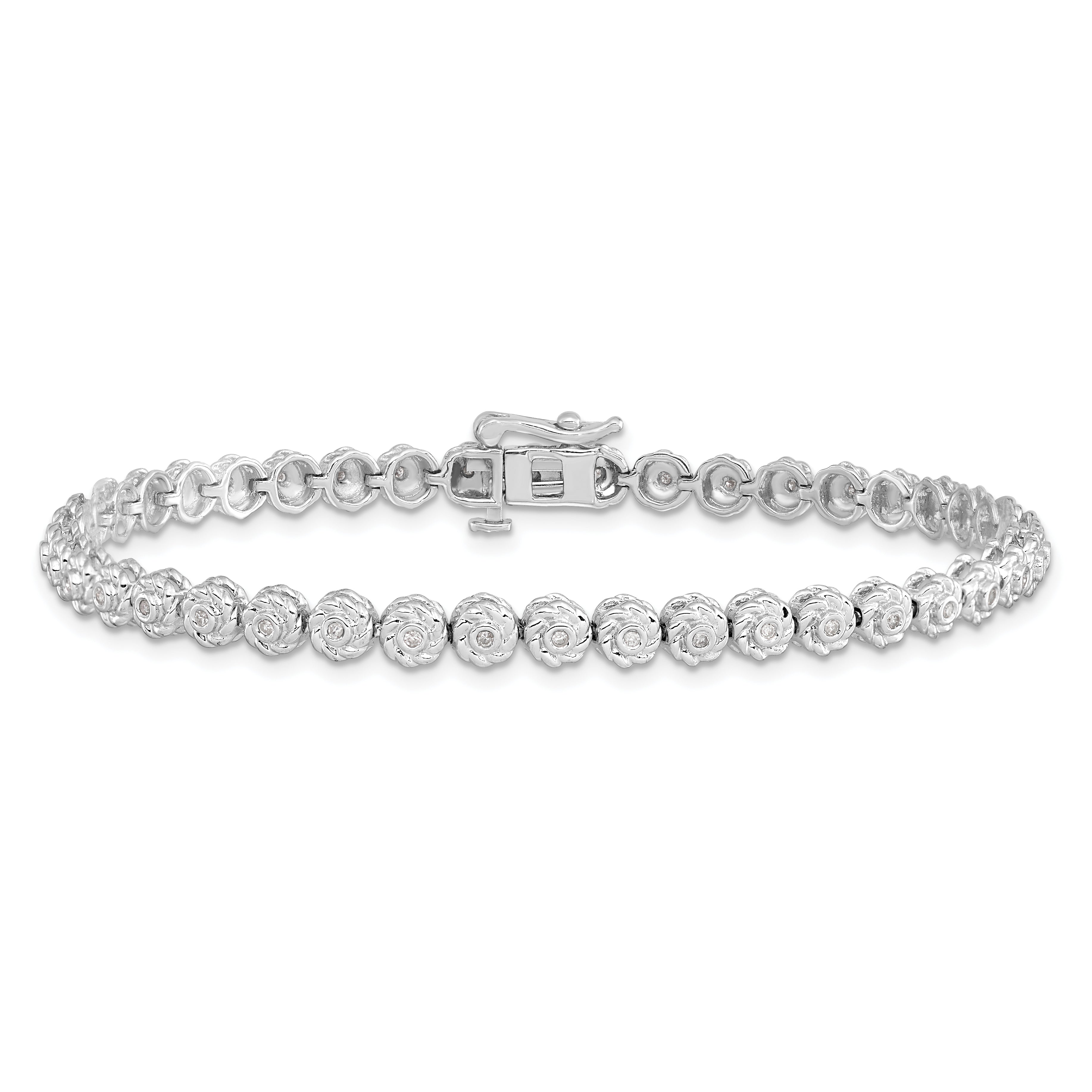 Sterling Silver Rhodium Plated Diamond Bracelet