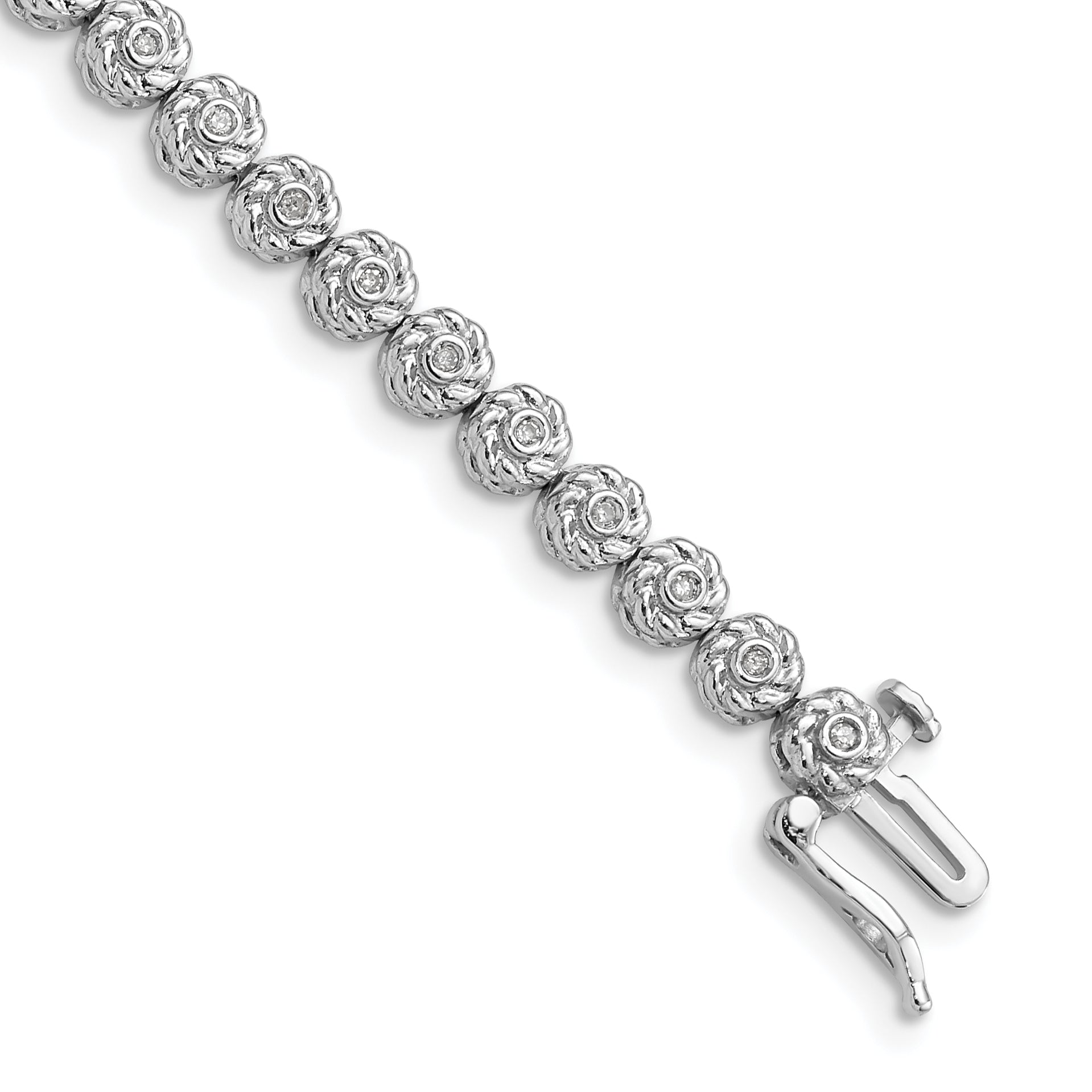 Sterling Silver Rhodium Plated Diamond Bracelet