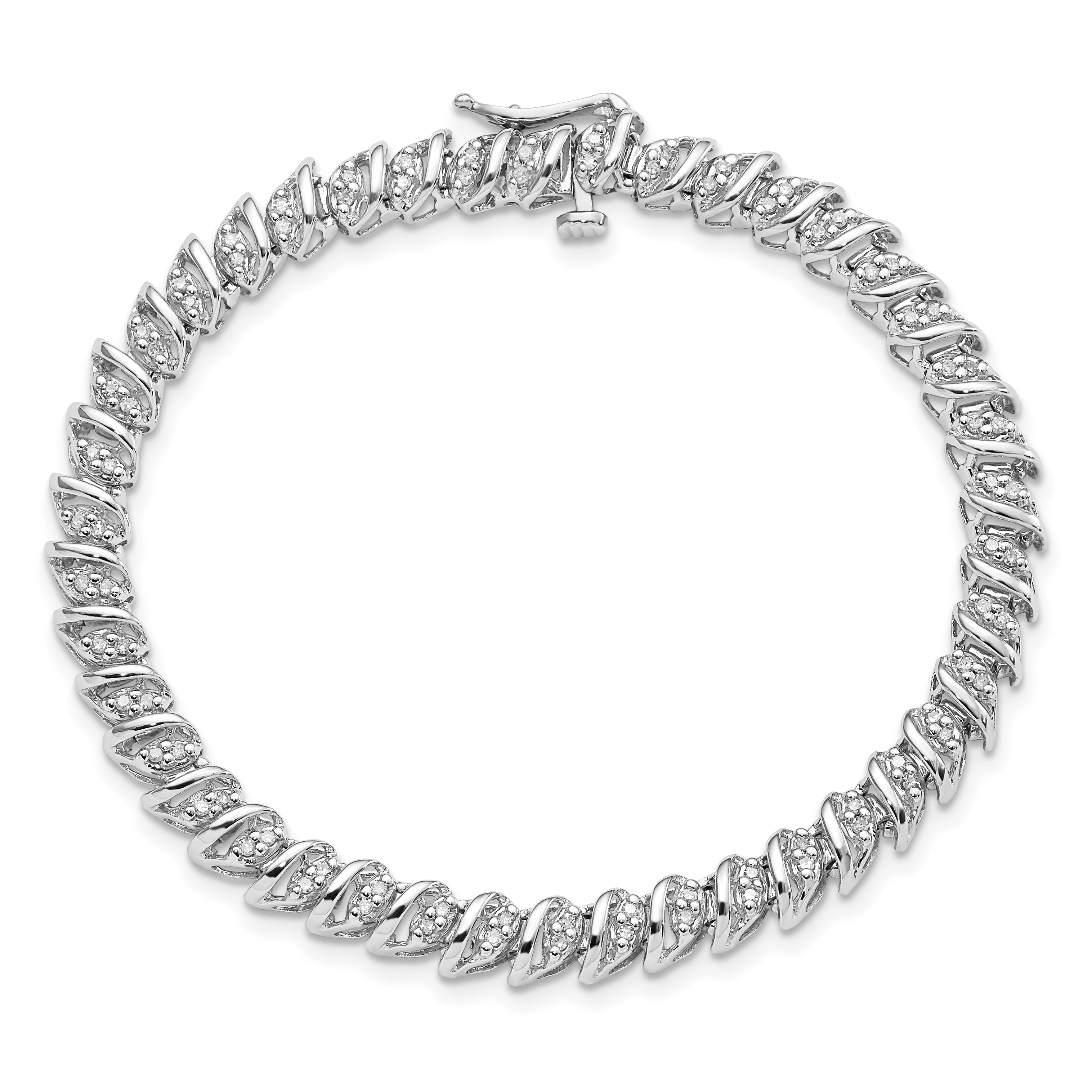 Sterling Silver Rhodium Plated Diamond Bracelet