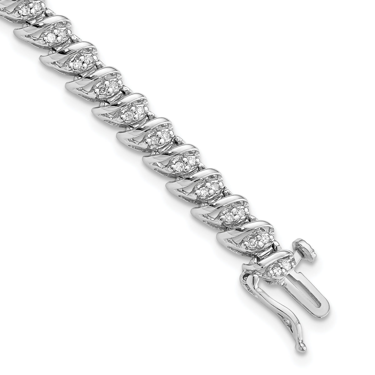 Sterling Silver Rhodium Plated Diamond Bracelet