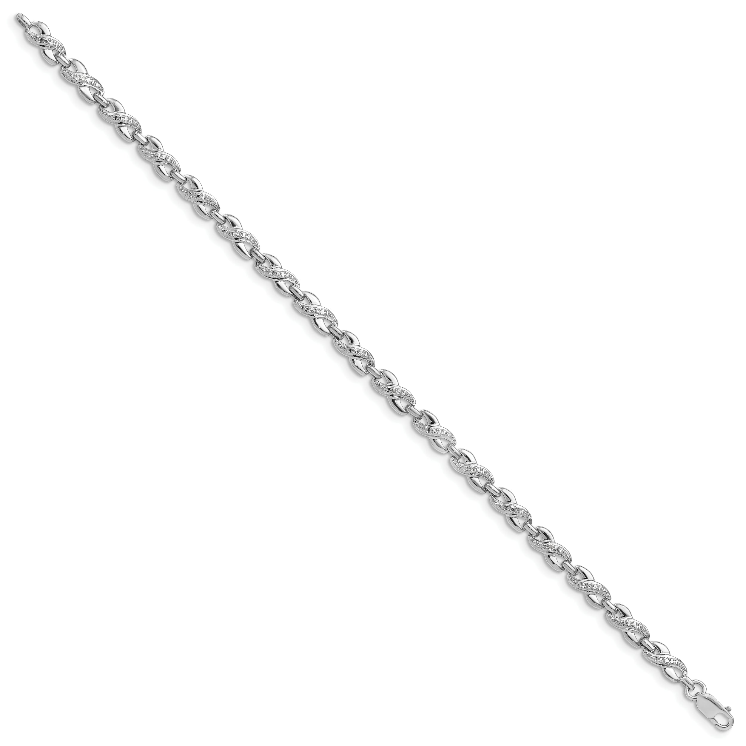 Sterling Silver Rhodium-plated Diam. Bracelet