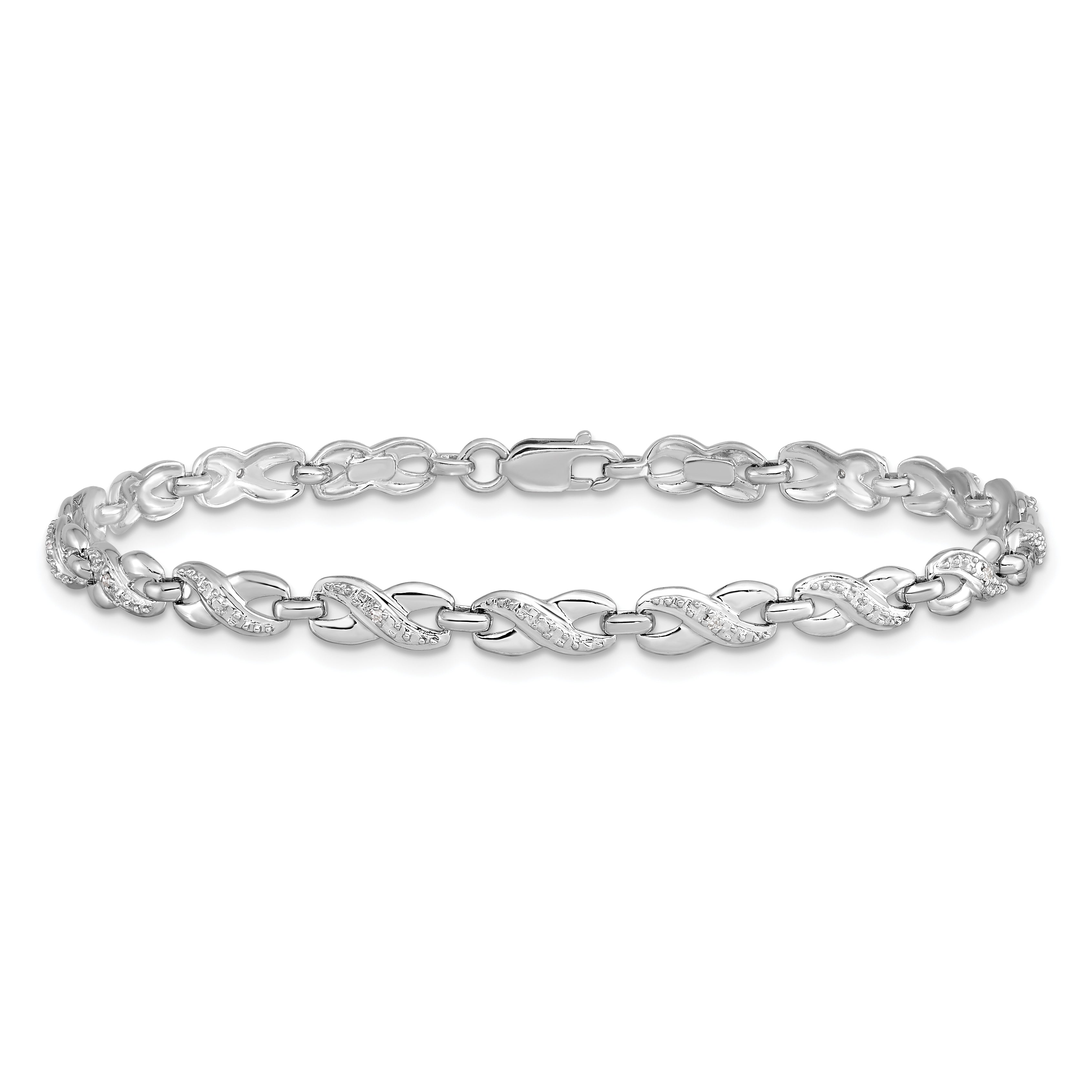 Sterling Silver Rhodium-plated Diam. Bracelet