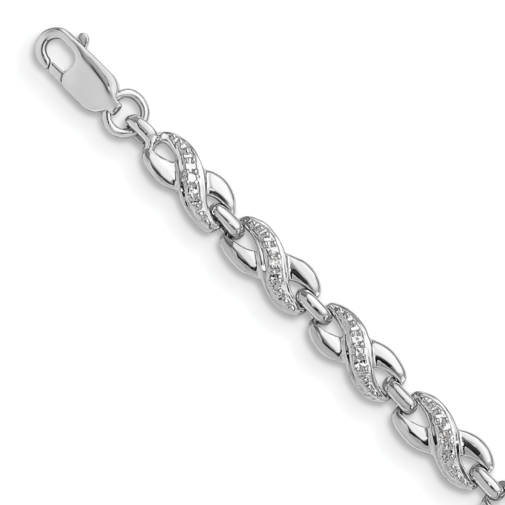 Sterling Silver Rhodium-plated Diam. Bracelet