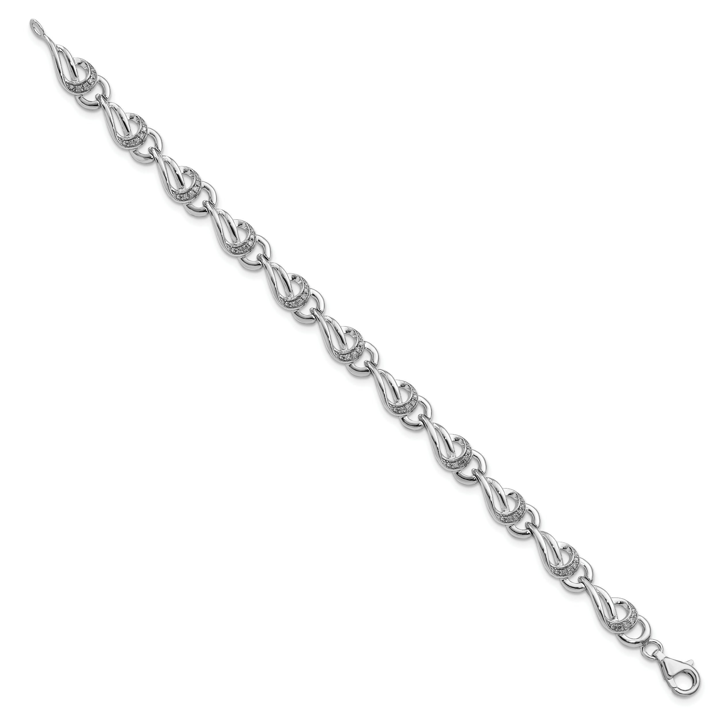 Sterling Silver Rhodium-plated Diam. Bracelet