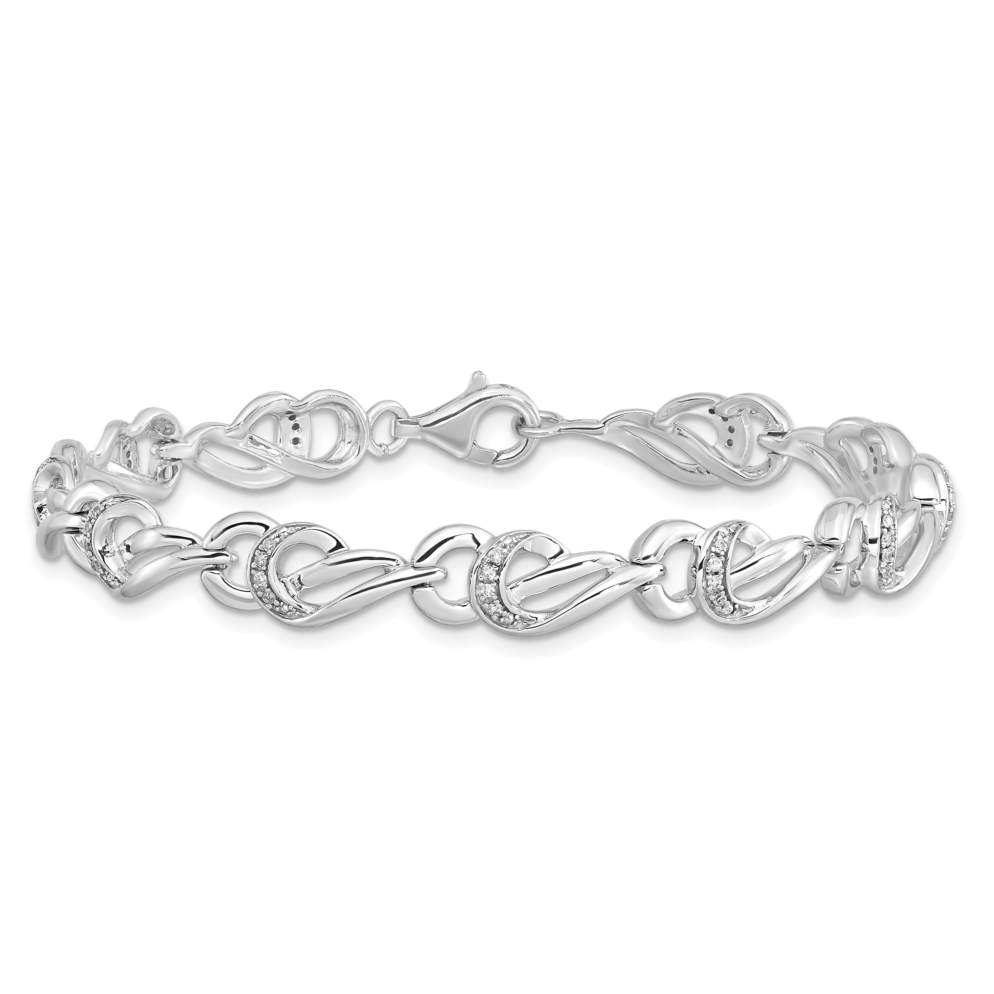 Sterling Silver Rhodium-plated Diam. Bracelet