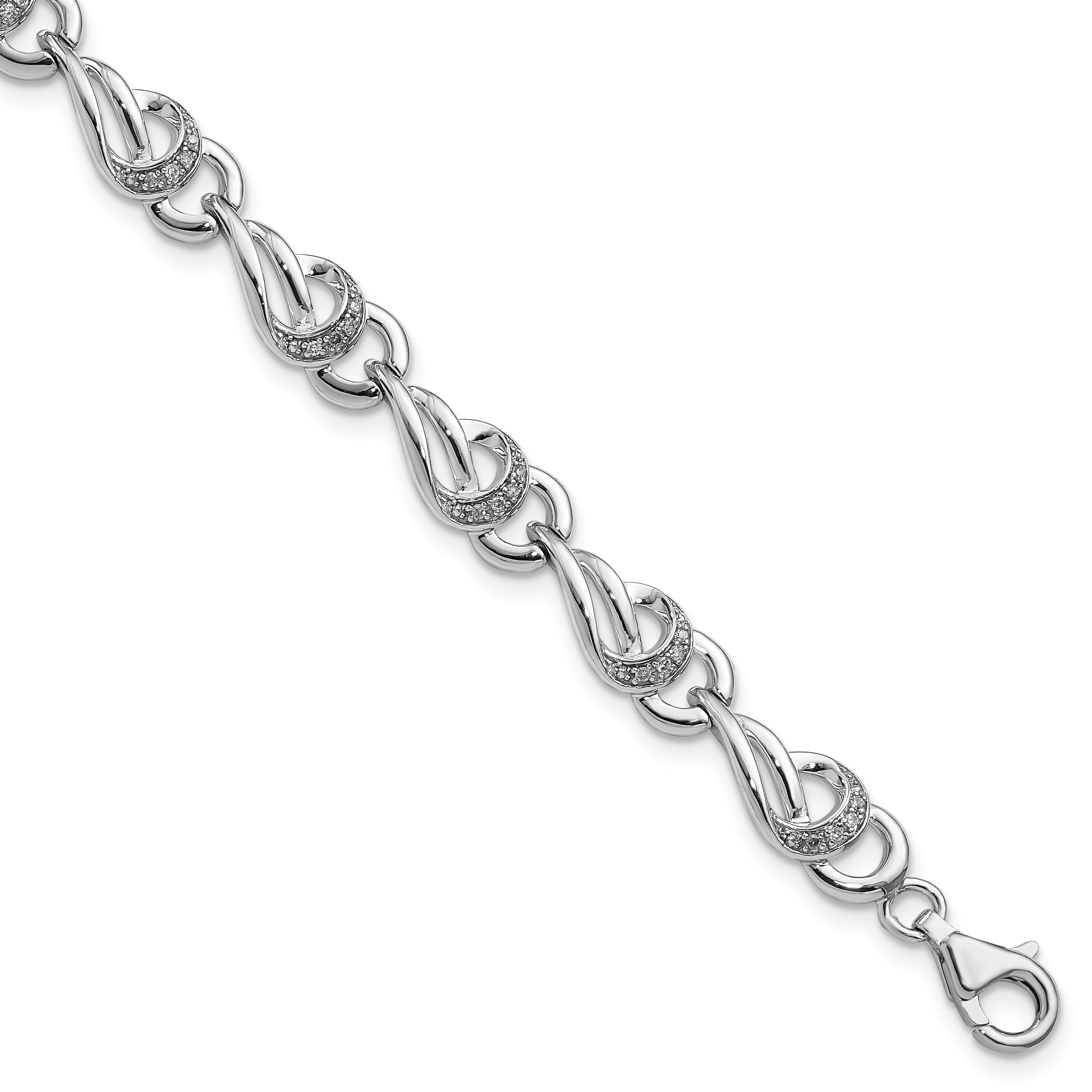 Sterling Silver Rhodium-plated Diam. Bracelet