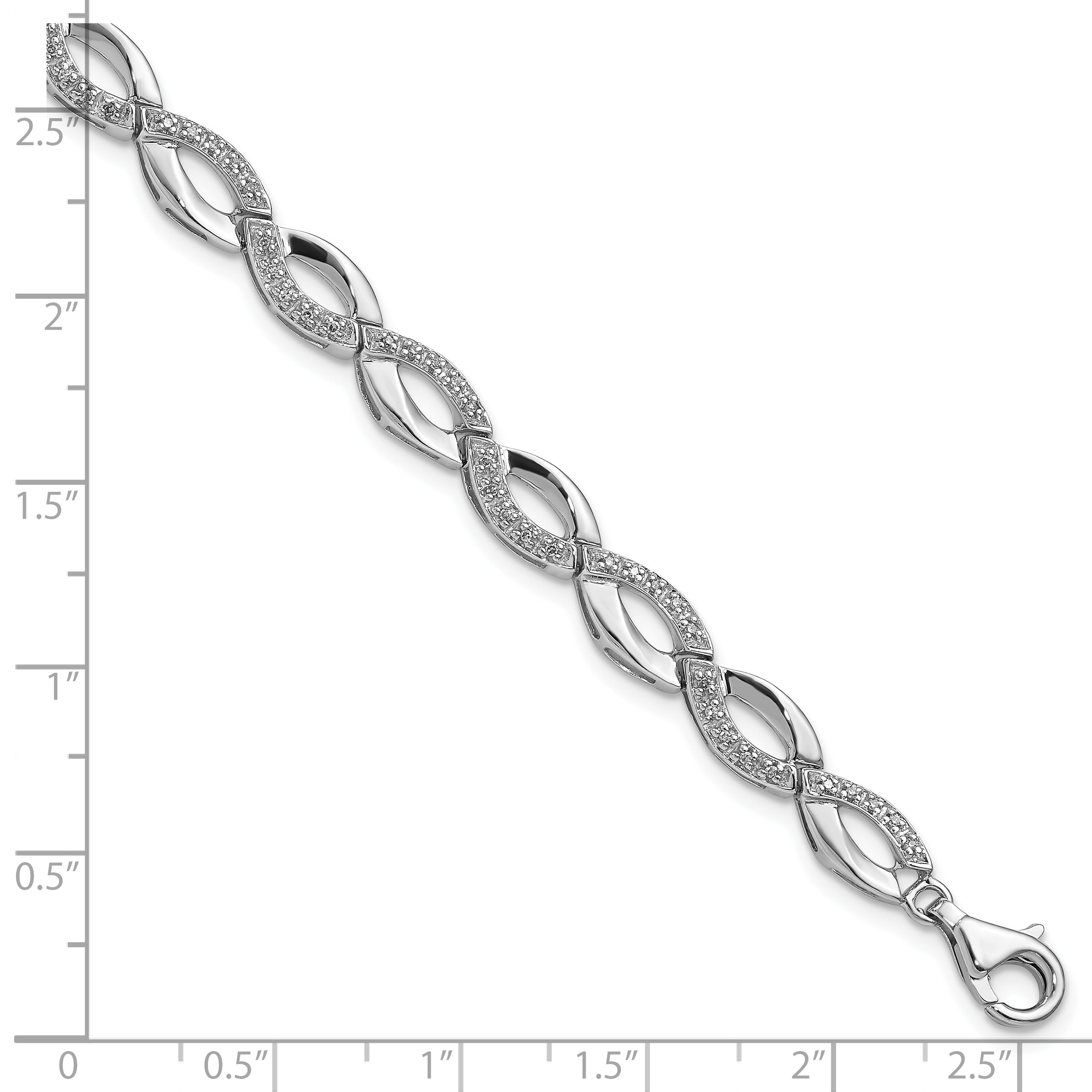 Sterling Silver Rhodium-plated Diam. Bracelet