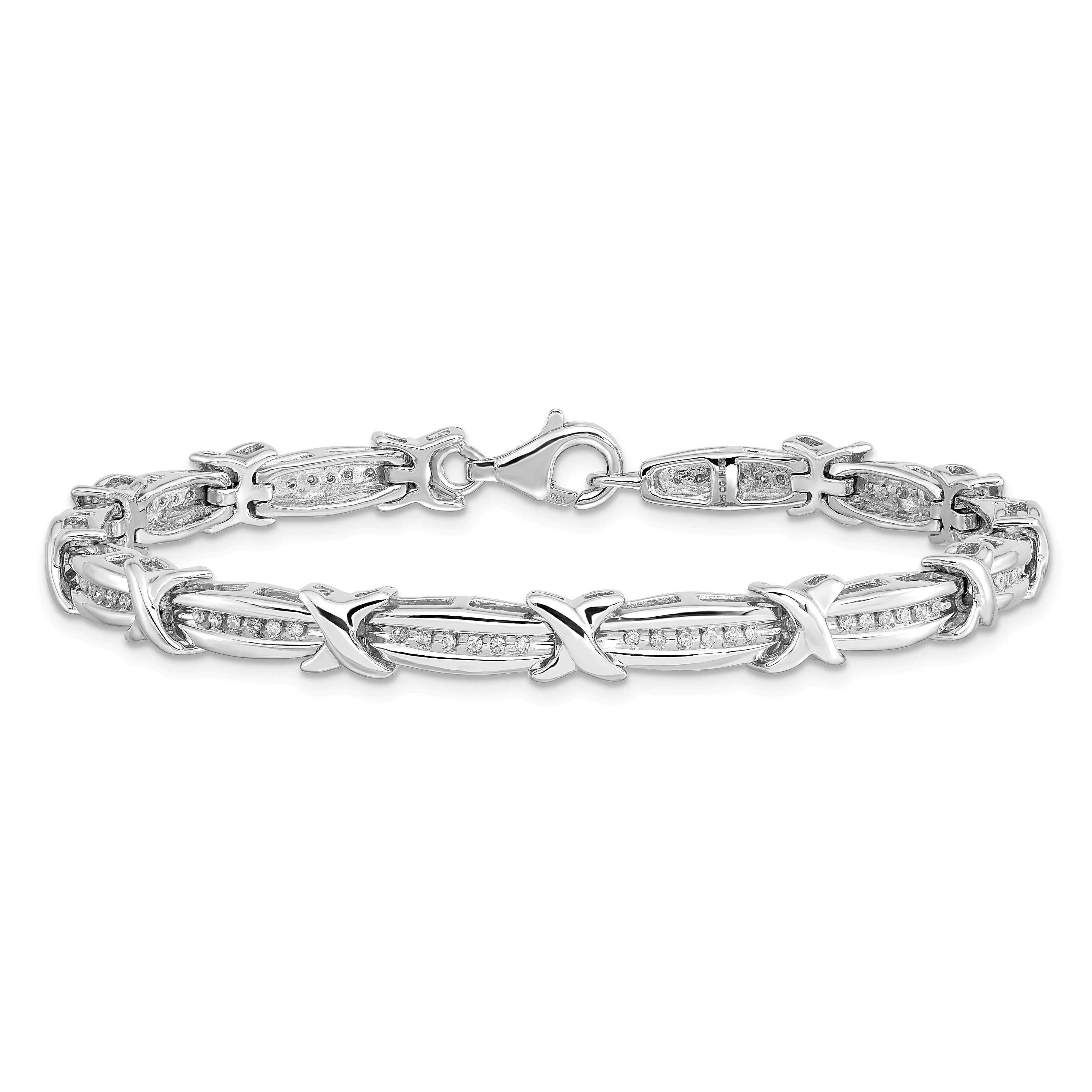 Sterling Silver Rhodium-plated Diam. Bracelet