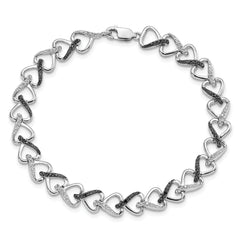 White Night Sterling Silver Rhodium-plated Black and White Diamond 7.5 Inch Bracelet