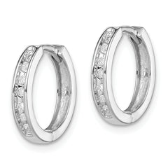 Sophia Jewelers 925 Sterling Silver Diamond Huggie Earrings with Rhodium Finish