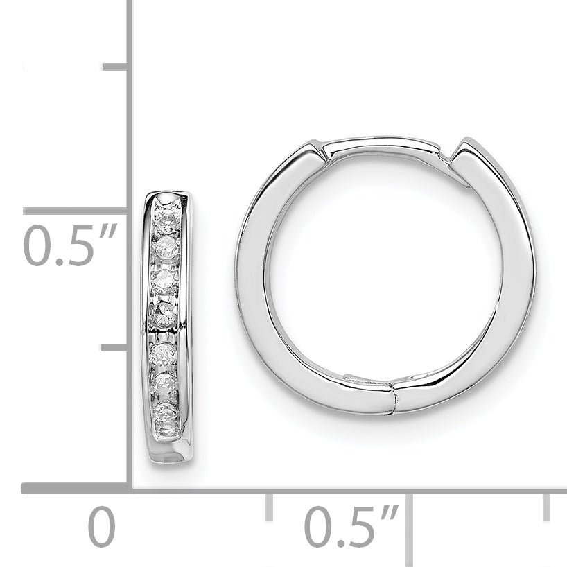 Sophia Jewelers 925 Sterling Silver Diamond Huggie Earrings with Rhodium Finish