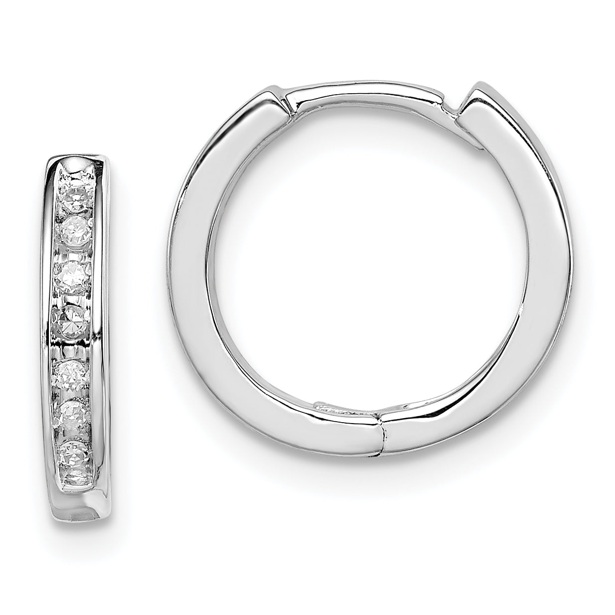 Sterling Silver Rhodium Diam. Huggie Earrings