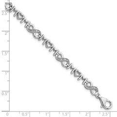 Sterling Silver Rhodium-plated Heart Mom Infinity Diamond Bracelet