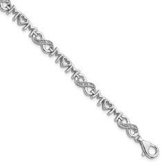 Sterling Silver Rhodium-plated Heart Mom Infinity Diamond Bracelet