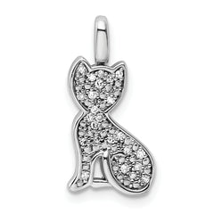 Sterling Silver Rhodium 0.25ct. Blk & Wht Dia. Reversible Cat Pendant