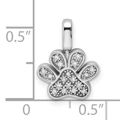 Sterling Silver Rhod 0.15ct. Blk & White Dia. Reversible Pawprint Pendant