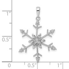 Sterling Silver Rhodium Diam. SnowFlake Pendant