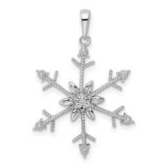 Sterling Silver Rhodium Diam. SnowFlake Pendant