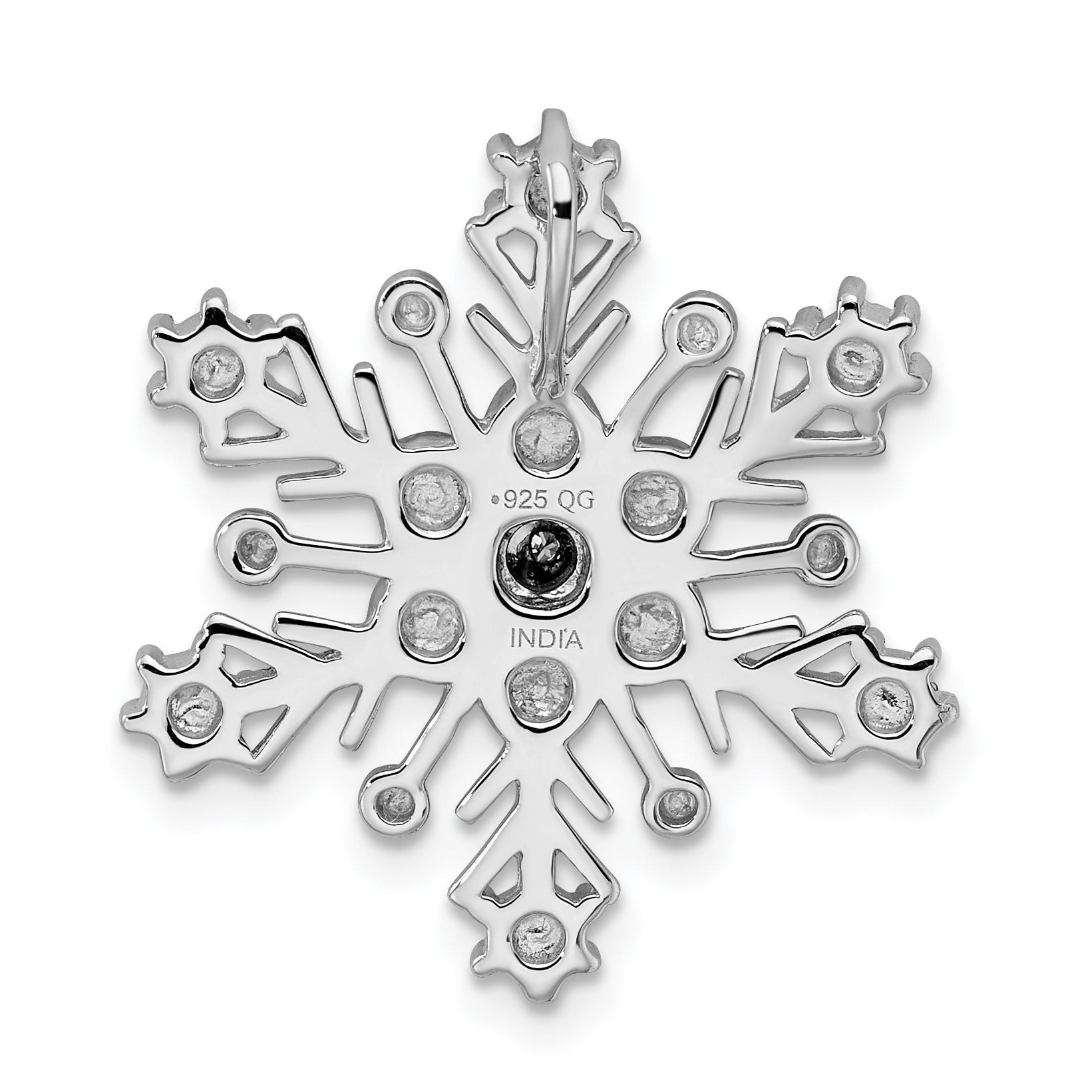 Sterling Silver Rhodium Diam. Snowflake Chain Slide