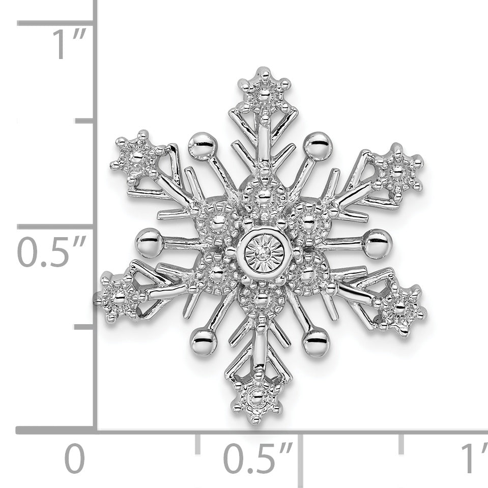 Sterling Silver Rhodium Diam. Snowflake Chain Slide