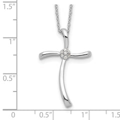 Sterling Silver Rhodium-plated Diamond Cross Necklace